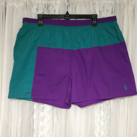 Vintage men swim trunks teal and purple size XL - Picture 7 of 8